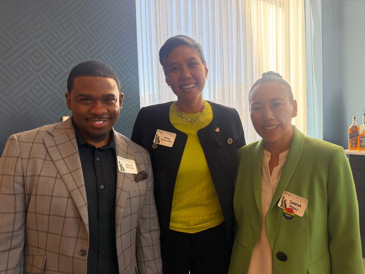 Milan Balinton with Melissa Cerezo-Poon and Serena Poon at a BAYMEC gathering